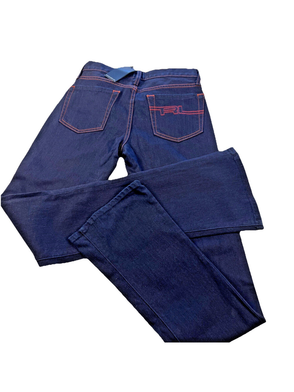 NWT Ralph Lauren 867 Dark Wash Red Stitch Flare Jeans USA Made Size 27 Long